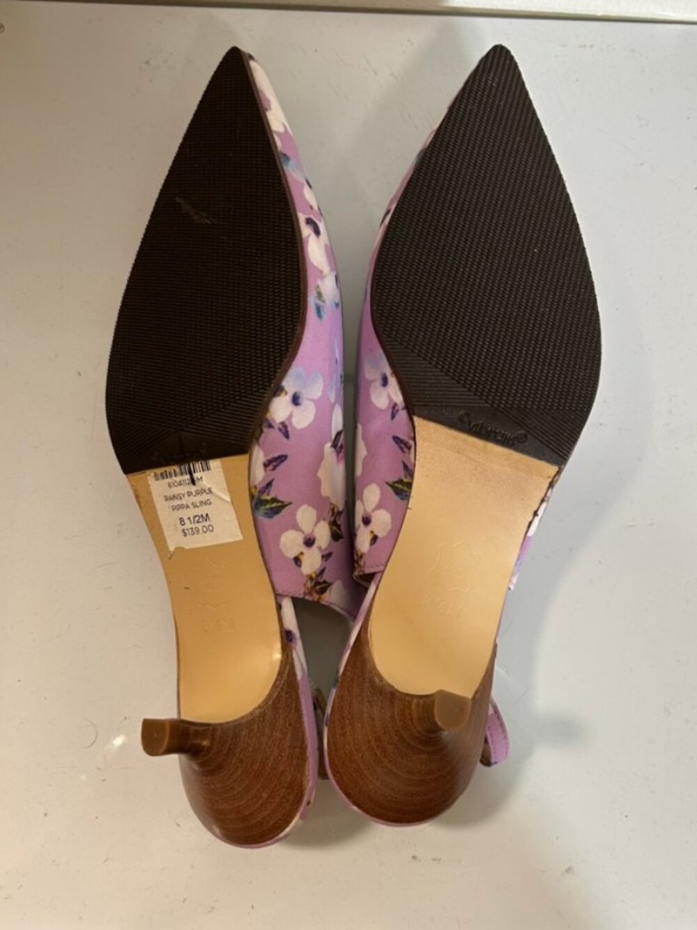 NWOT Talbots Pansy Purple Slingback Kitten Heel Floral Coquette Sz 8.5 - Picture 7 of 7